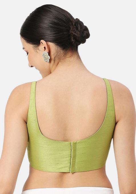 Sea Green Back Hook Closure Art Silk Blouse