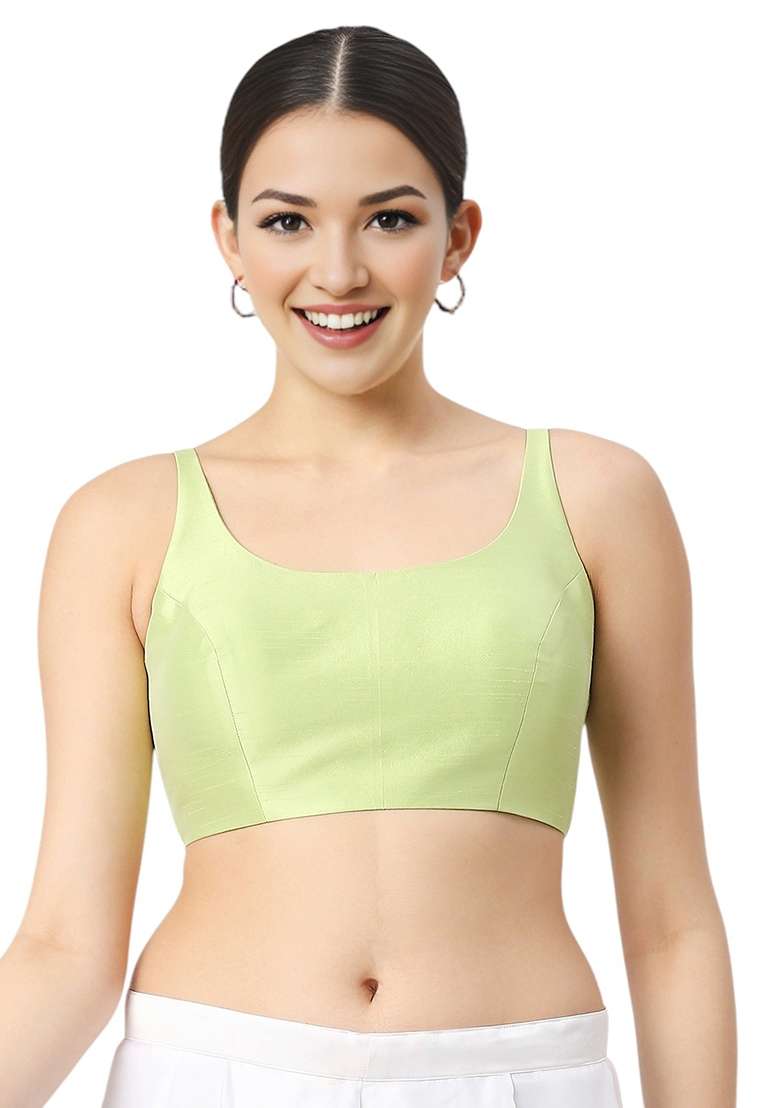 Pista Green Back Hook Closure Art Silk Blouse - Indya