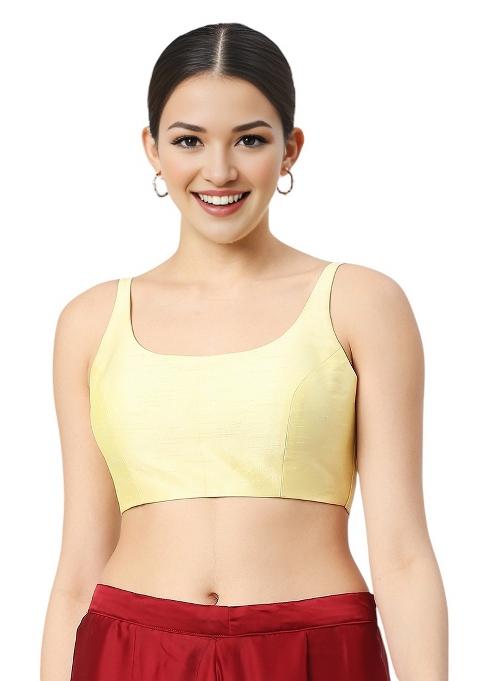 Lemon Yellow Back Hook Closure Art Silk Blouse