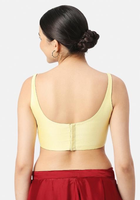 Lemon Yellow Back Hook Closure Art Silk Blouse