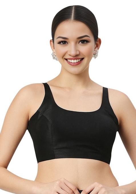 Black Back Hook Closure Art Silk Blouse