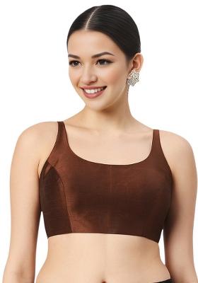 Brown Back Hook Closure Art Silk Blouse