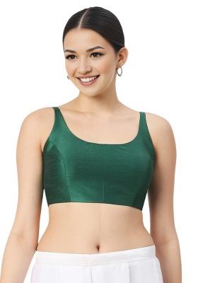 Dark Green Back Hook Closure Art Silk Blouse