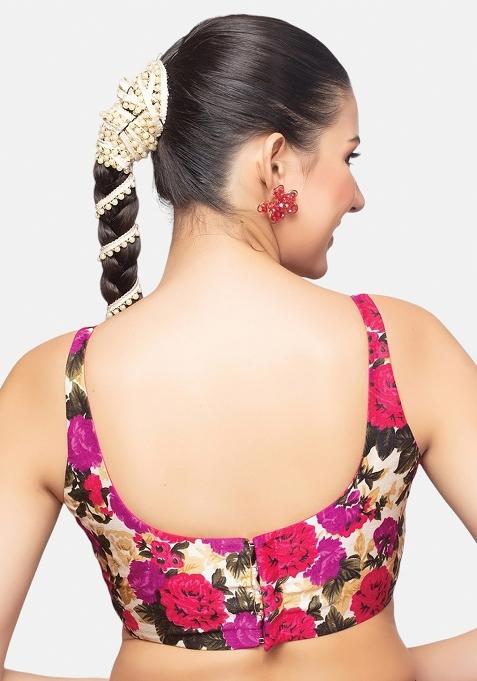 Multi Back Hook Closure Art Silk Blouse