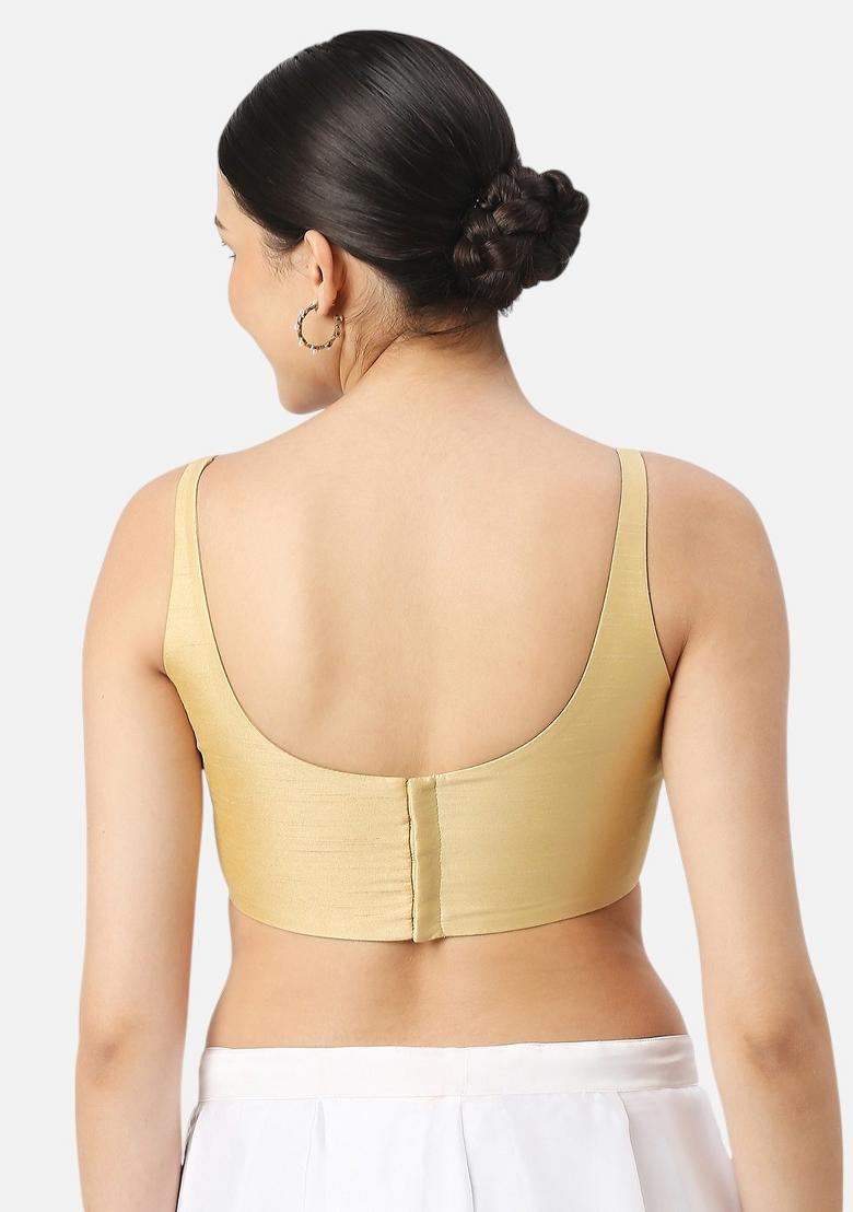 Gold Back Hook Closure Art Silk Blouse