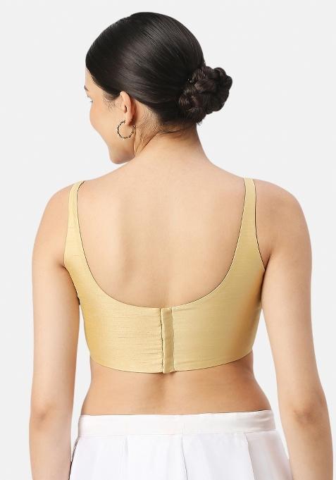 Gold Back Hook Closure Art Silk Blouse