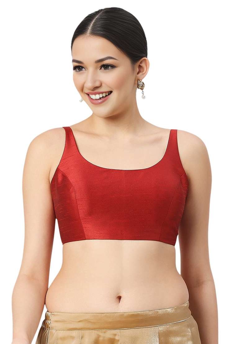 Maroon Back Hook Closure Art Silk Blouse - Indya