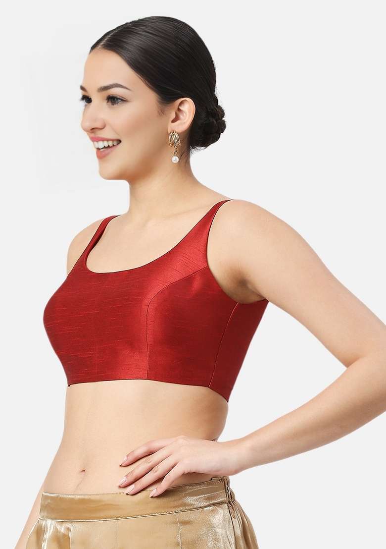 Maroon Back Hook Closure Art Silk Blouse - Indya