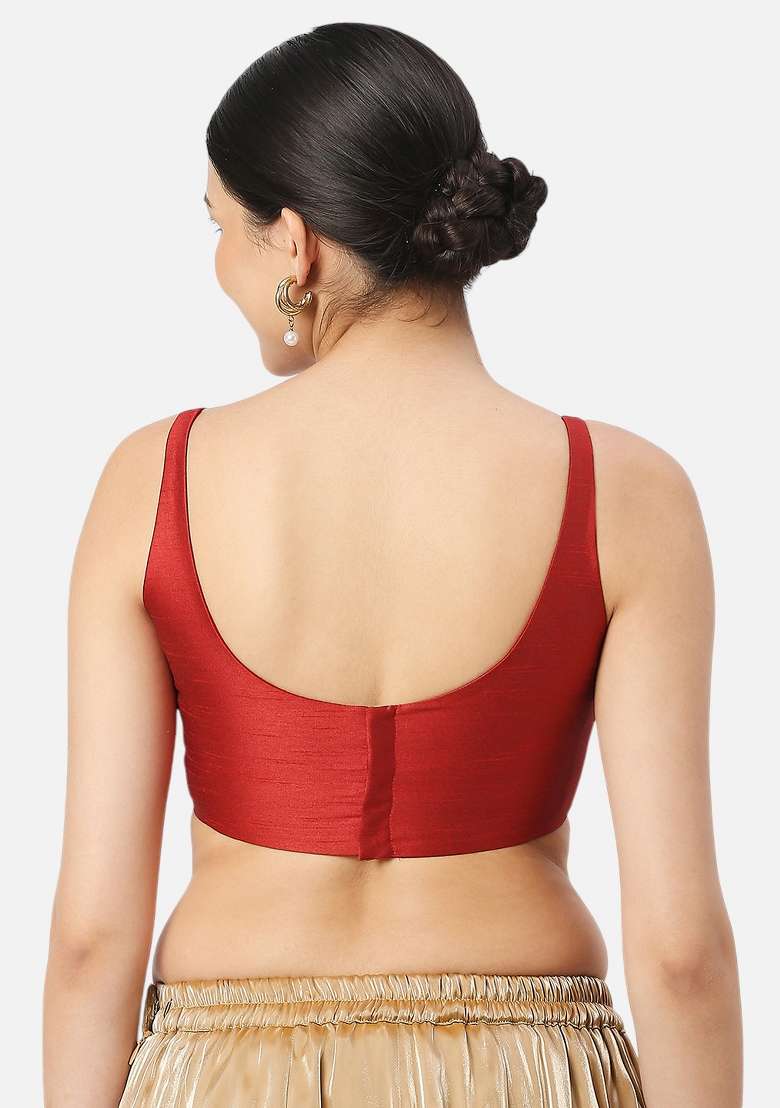 Maroon Back Hook Closure Art Silk Blouse - Indya