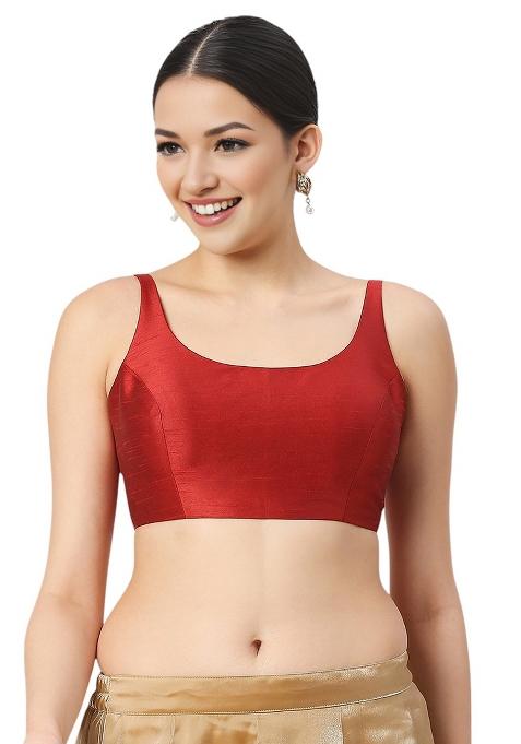 Maroon Back Hook Closure Art Silk Blouse