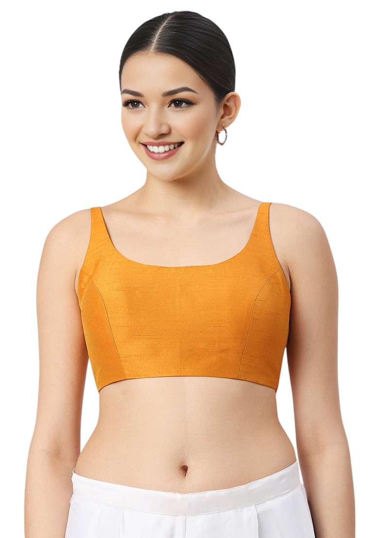 Mustard Back Hook Closure Art Silk Blouse - Indya