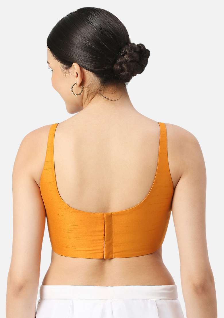 Mustard Back Hook Closure Art Silk Blouse - Indya