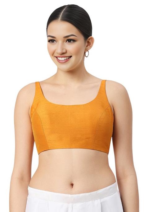 Mustard Back Hook Closure Art Silk Blouse