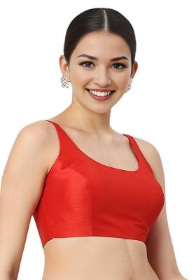 Red Back Hook Closure Art Silk Blouse