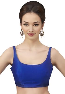Royal Blue Back Hook Closure Art Silk Blouse