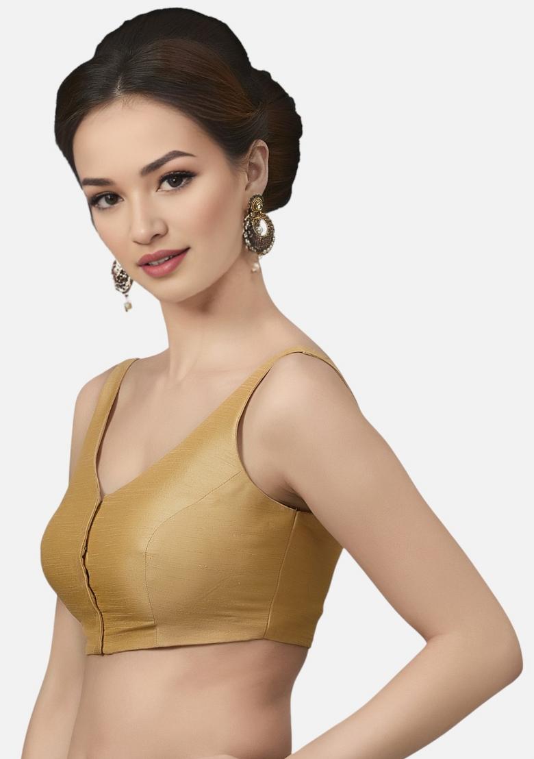 Gold Front Hook Closure Art Silk Blouse