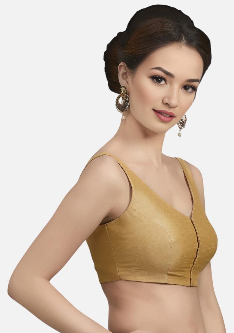 Gold Front Hook Closure Art Silk Blouse