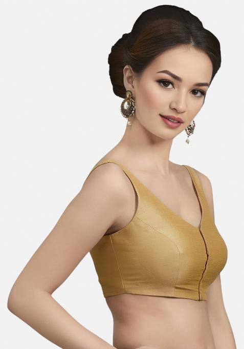 Gold Front Hook Closure Art Silk Blouse