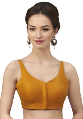 Mustard Front Hook Closure Art Silk Blouse