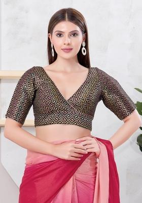 Black Hand embroidery Poly Brocade Blouse