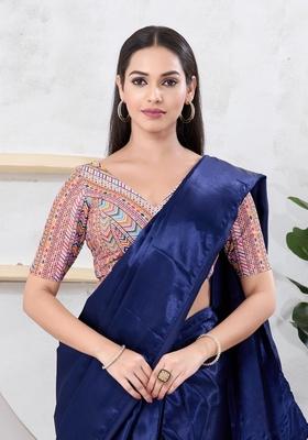 Peach Hand embroidery Poly Shifli Blouse