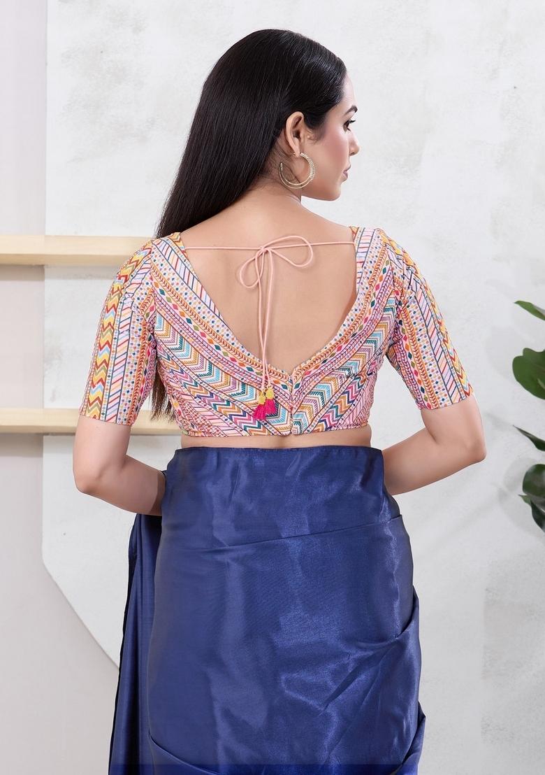 Peach Hand embroidery Poly Shifli Blouse