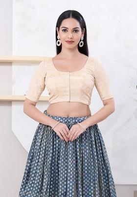 Cream Hand embroidery Poly Tissue Blouse