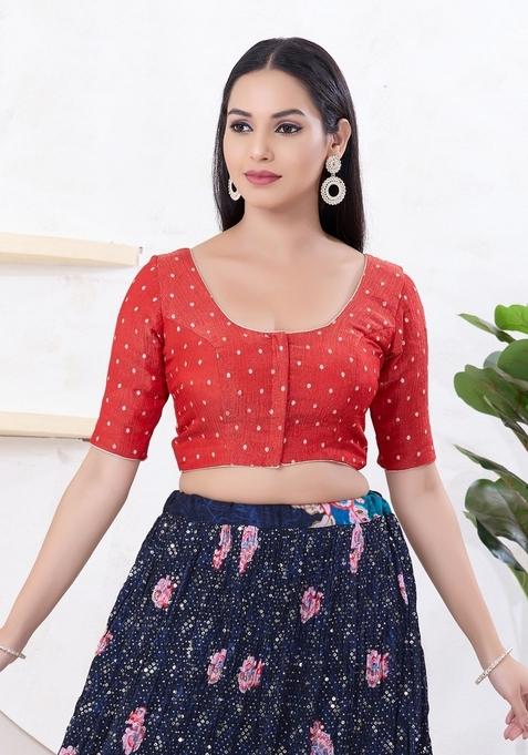 Pink Hand embroidery Poly Tissue Blouse