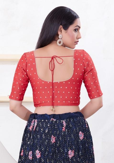 Pink Hand embroidery Poly Tissue Blouse