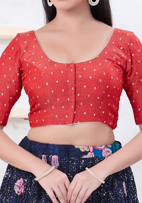 Pink Hand embroidery Poly Tissue Blouse