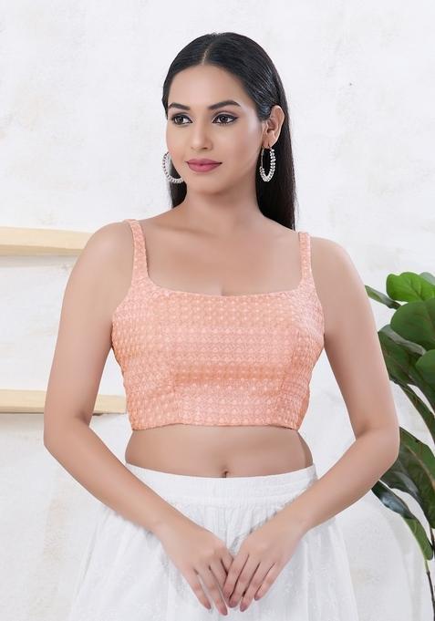 Baby Pink Hand embroidery Poly Shifli Blouse