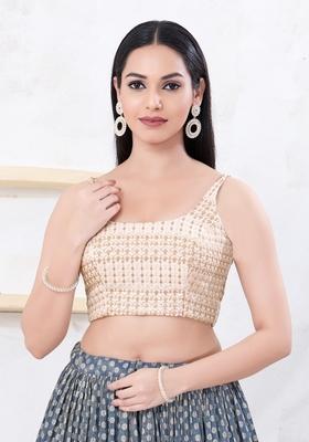 Gold Hand embroidery Poly Shifli Blouse