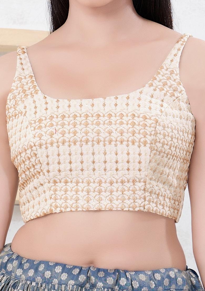 Gold Hand embroidery Poly Shifli Blouse