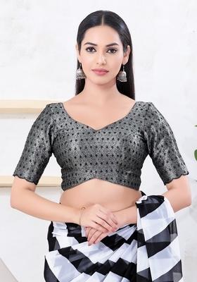 Black Hand embroidery Poly Tissue Blouse