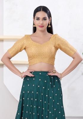 Gold Hand embroidery Poly Tissue Blouse