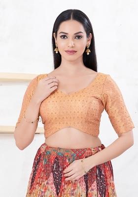 Rose Gold Hand embroidery Poly Tissue Blouse