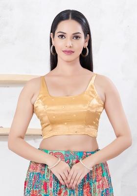 Gold Hand embroidery Poly Gajii Silk Blouse