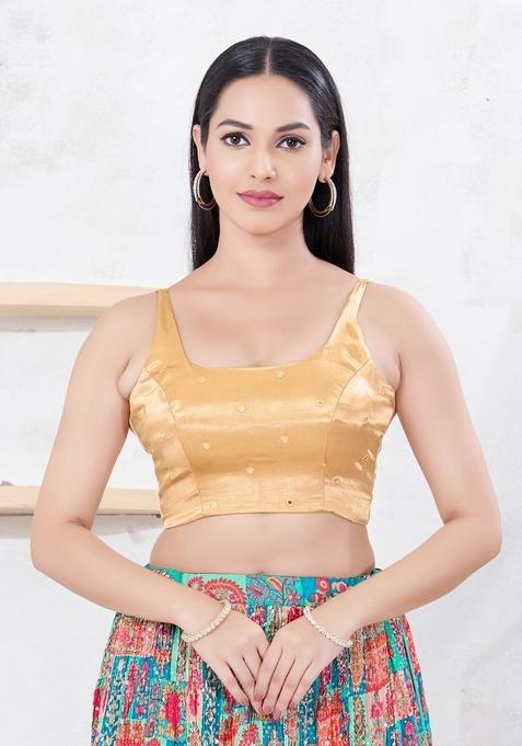 Gold Hand embroidery Poly Gajii Silk Blouse