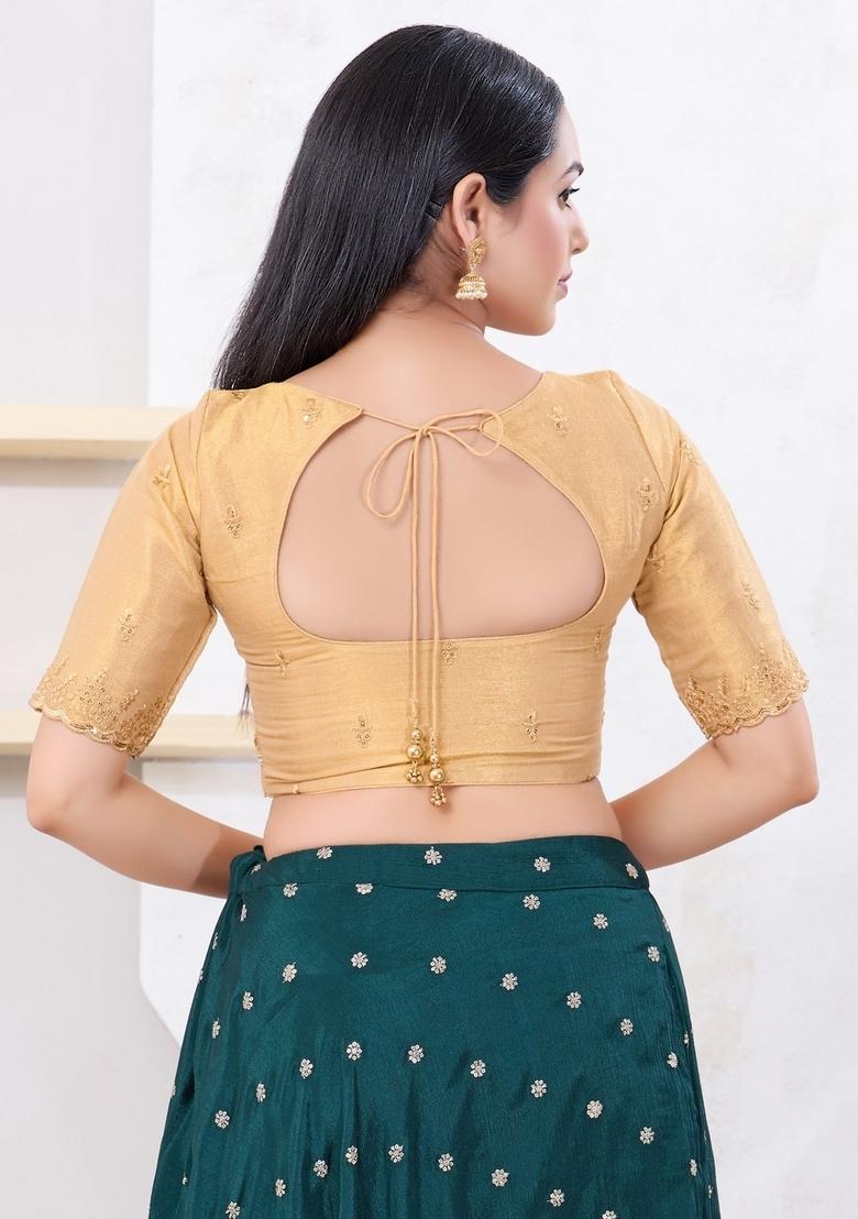Gold Hand embroidery Poly Shimmer Blouse - Indya