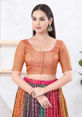 Copper Hand embroidery Poly Tissue Blouse