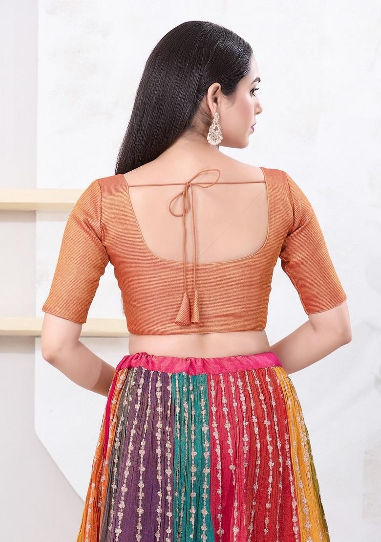 Copper Hand embroidery Poly Tissue Blouse - Indya