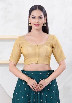 Gold Hand embroidery Poly Tissue Blouse