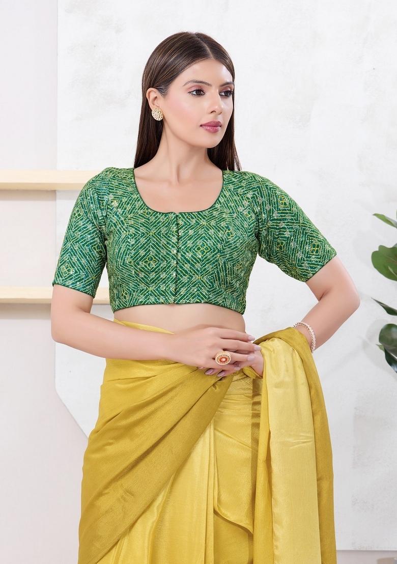Green Hand embroidery Poly Art Silk Blouse