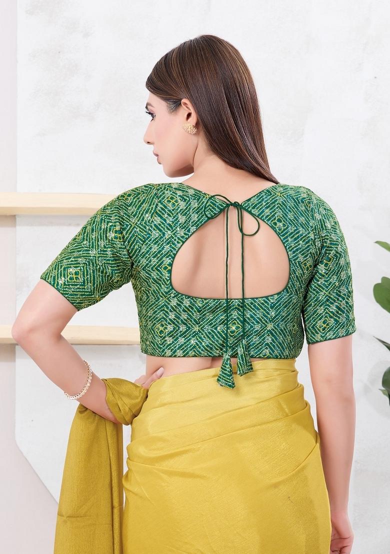 Green Hand embroidery Poly Art Silk Blouse