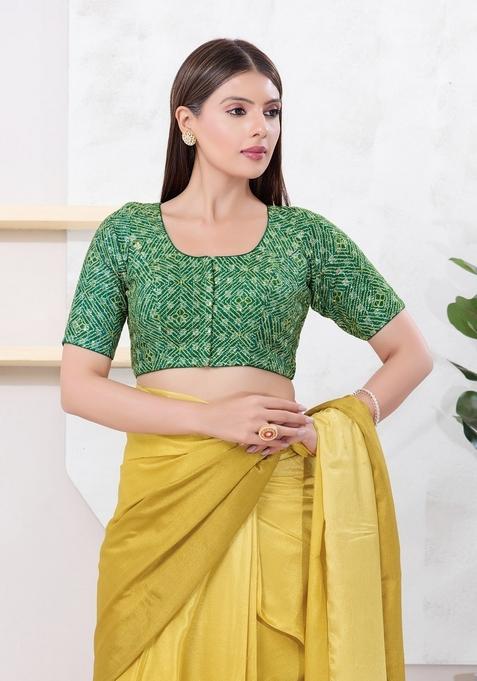 Green Hand embroidery Poly Art Silk Blouse