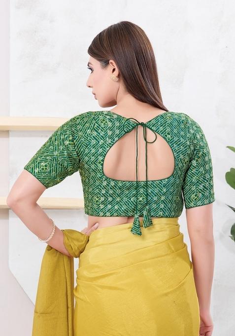 Green Hand embroidery Poly Art Silk Blouse