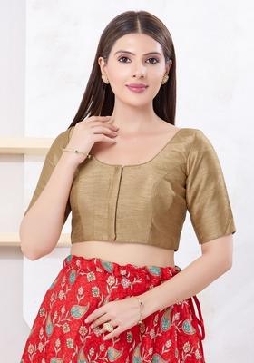 Copper Hand embroidery Poly Dupion Silk Blouse