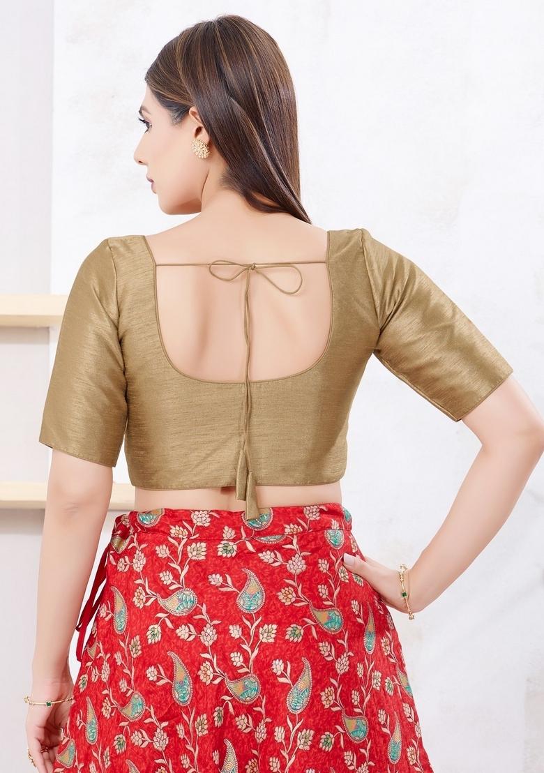 Copper Hand embroidery Poly Dupion Silk Blouse - Indya