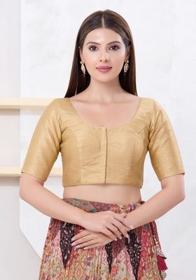 Gold Hand embroidery Poly Dupion Silk Blouse