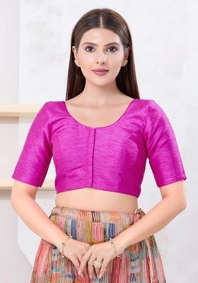 Pink Hand embroidery Poly Dupion Silk Blouse